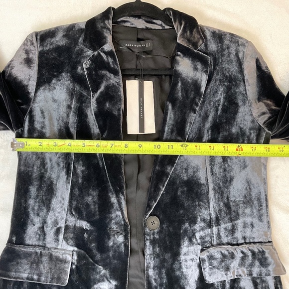 ZARA WOMAN GREY SILK/VELVET ONE BUTTON BLAZER SIZE SMALL - Picture 16 of 16